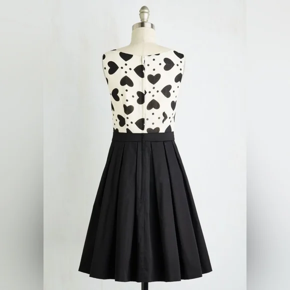 ModCloth Sweetheart Black and White Dress Size L - Picture 4 of 14